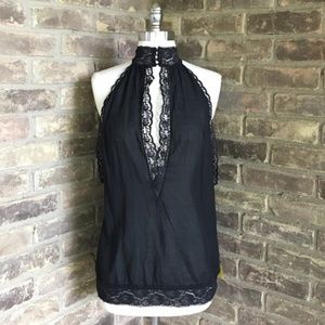 Free People Top S Shirt Black Lace Blouse